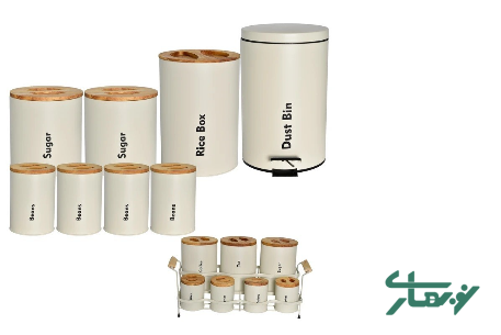 سرویس آشپزخانه یونیک 16 پارچه سفید با درب بامبو UN-8060