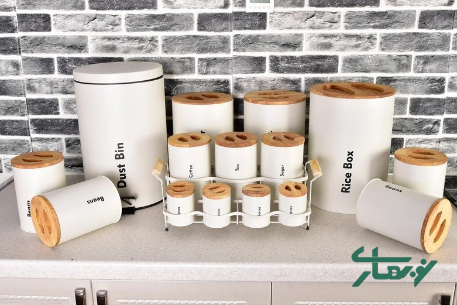 عکس محصول - سرویس-آشپزخانه-یونیک-16-پارچه-سفید-با-درب-بامبو-un-8060