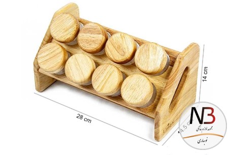 عکس محصول - جا-ادویه-چوبی-8-تایی-پایه-کج-یونیک-مدل-un-6103