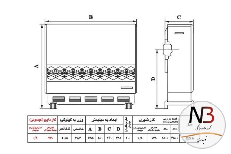 عکس محصول - بخاری-گازی-نیک-کالا-مدل-سحر-mn6