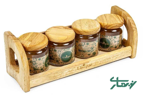عکس محصول - جا-ادویه-چوبی4-تایی-پایه-دار-یونیک-مدل-un-6133