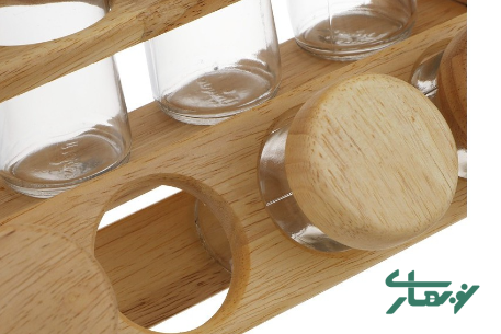 عکس محصول - ست-جا-ادویه-8-پارچه-یونیک-طرح-چوبی-مدل-6122